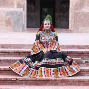 Ethnic Women Afghan Embroidery 3 Piece Dress