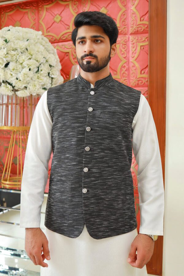 Men Premium Waistcoat Black Slub ship from Pakistan