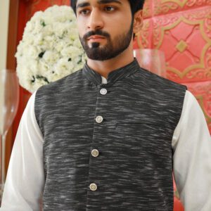 Men Premium Waistcoat Black Slub ship from Pakistan