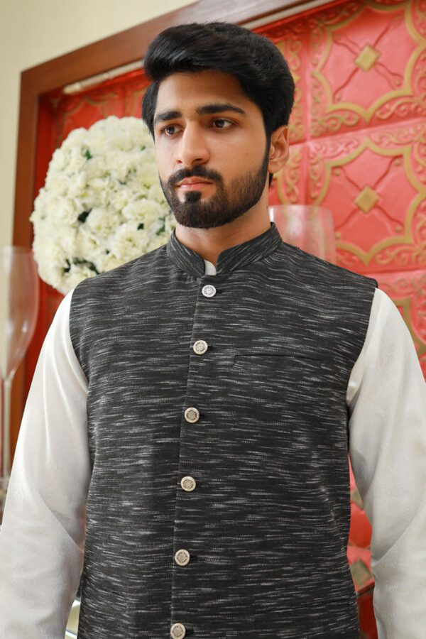 Men Premium Waistcoat Black Slub ship from Pakistan