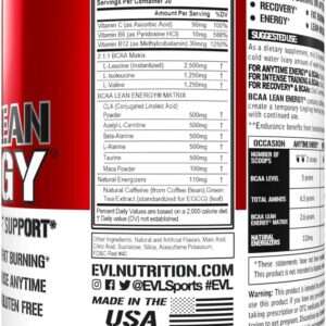 Evlution Nutrition BCAA Lean Energy Dietary Supplement Fruit Punch 30 Servings