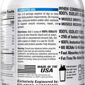 Evlution Nutrition Isolate Whey Protein Powder Drinnk Mix Double Rich Chocolate Flavors 726g