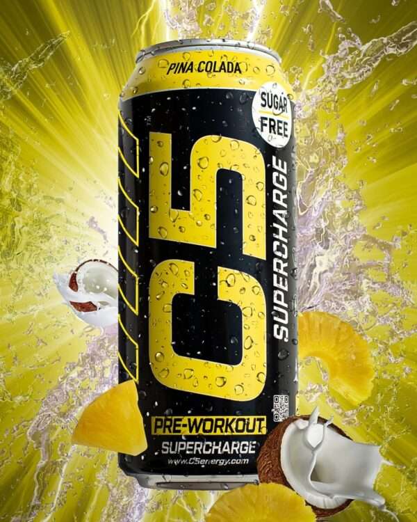 C5 Supercharge Pre-Workout Sugar Free Pina Colada Flavour 473ml