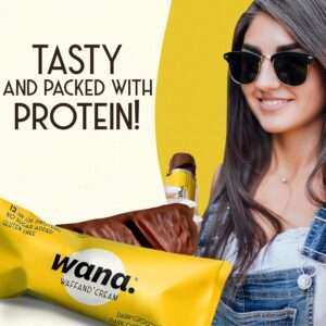 Wana Waffand Cream Protein Bar Dark Chocolate with Dark Chocolate Cream 43g x 12 Unit Box