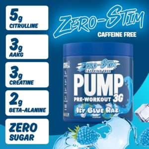 Applied Nutrition Zero Stim Pump Pre-Workout 3G Per 25 Servings Icy Blue Raz Flavour 375g