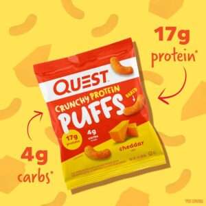 Quest Nutrition Crunchy Protein Puffs Cheddar Flavor 28.5g x 10 Unit Box