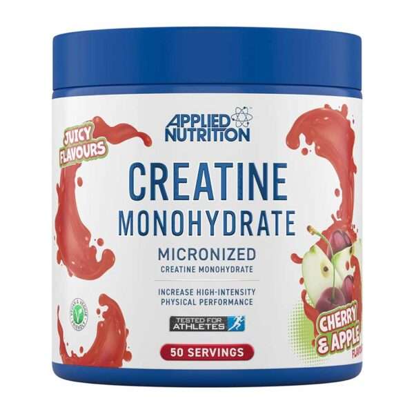 Applied Nutrition Juicy Flavours Creatine Monohydrate Micronized Creatine Cherry and Apple Flavour 50 Servings 250gm