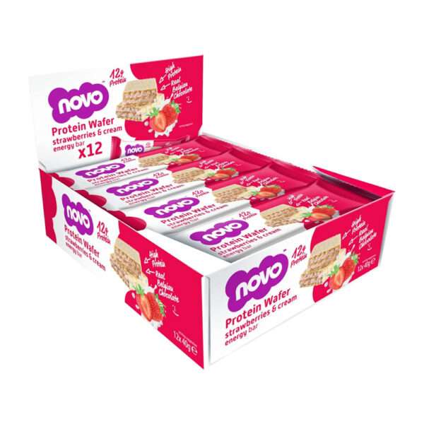 Novo Protein Wafer Strawberries and Cream Flavour 40g x 12 Unit Box