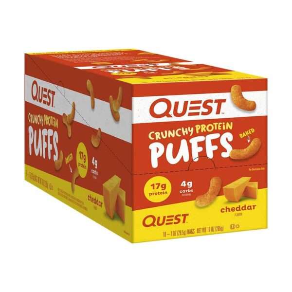 Quest Nutrition Crunchy Protein Puffs Cheddar Flavor 28.5g x 10 Unit Box